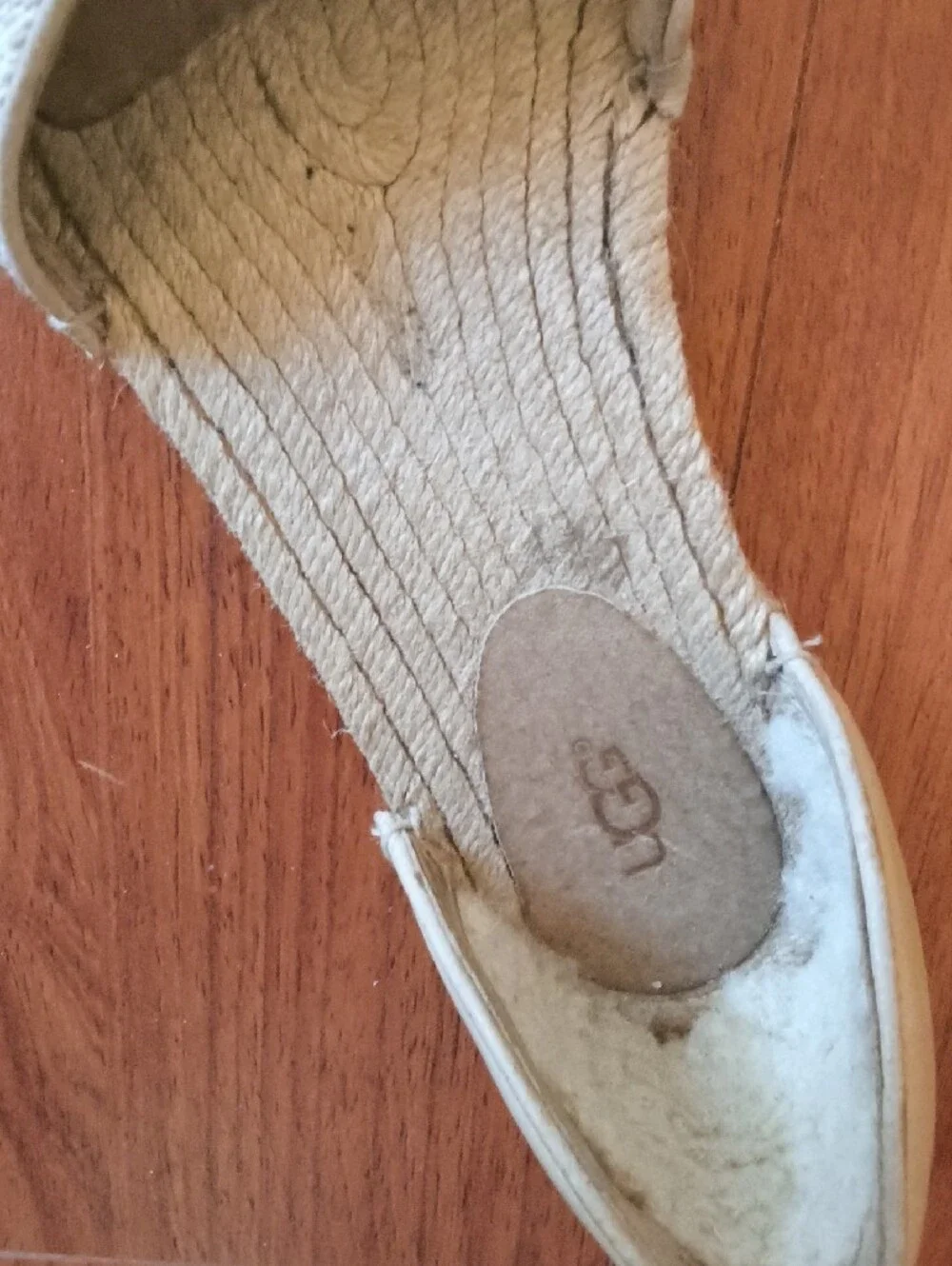 UGG Women's Cream and Taupe Striped Espadrille Flats